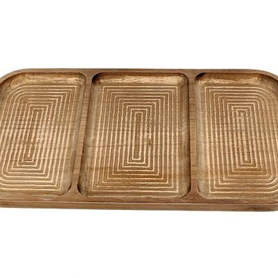 WOODEN COMPARTMENT TRAY 55X26X2CM HM311107