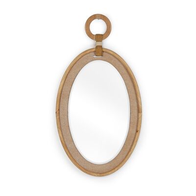 MIROIR OVALE AVEC ANNEAU EN BOIS HM311108