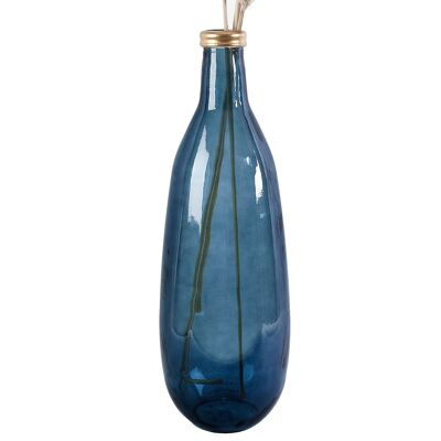 BLUE GLASS VASE WITH GOLDEN MOUTH HM261119