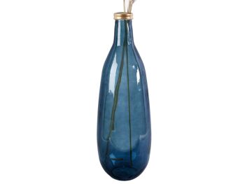 VASE VERRE BLEU BOUCHE DORÉE 25X25X75CM HM261119