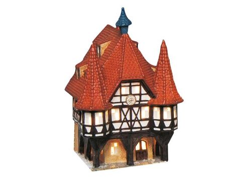 Wurm Lichthaus Rathaus Michelstadt aus Porzellan 14x13x19cm (B/H/T)