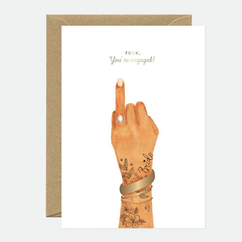 Gold Fuck engaged - Greeting cards