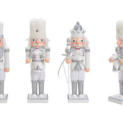 Nutcracker with glitter made of wood white 3-way