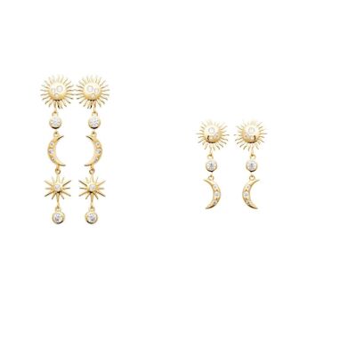 Boucles d'Oreilles Pendantes ELEUTHERA Plaqué Or et Zirconium