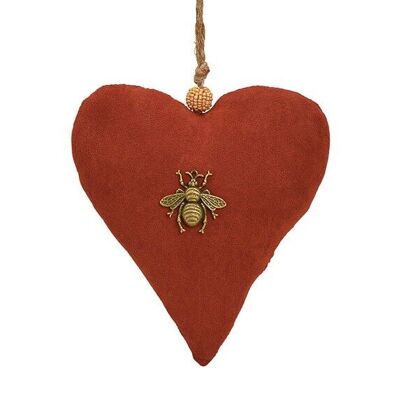 Hanger heart made of textile Bordeaux (W / H / D) 16x18x7cm