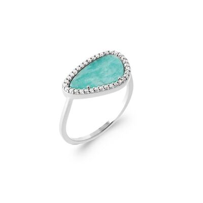 MOOREA Ring in Silver and Amazonite