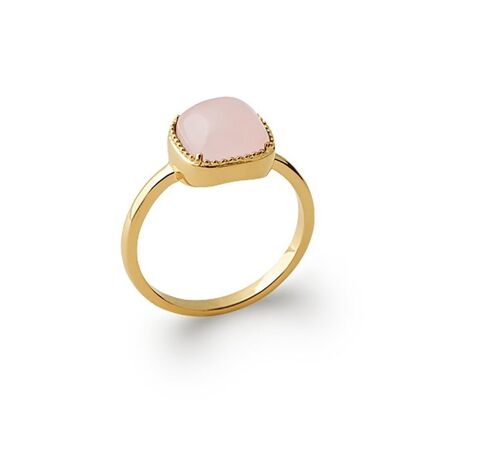 Bague CAMARGUE en Plaqué Or et Quartz Rose