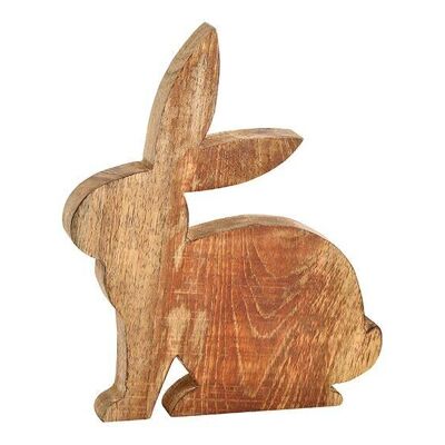 Coniglio in legno di mango, marrone, (L / A / P) 18x20x2cm