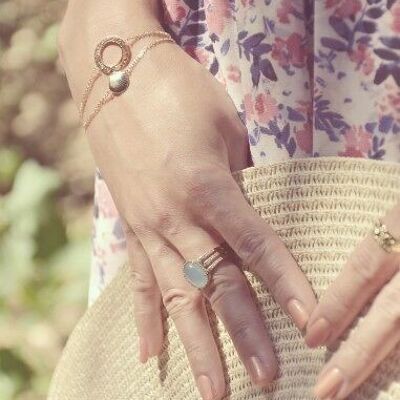 PORTISSOL Ring in Gold Plated and Blue Agate