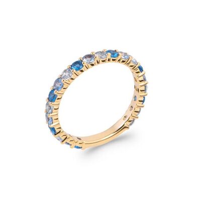 CROISETTE Ring in Gold Plated and Zirconiums - Blue
