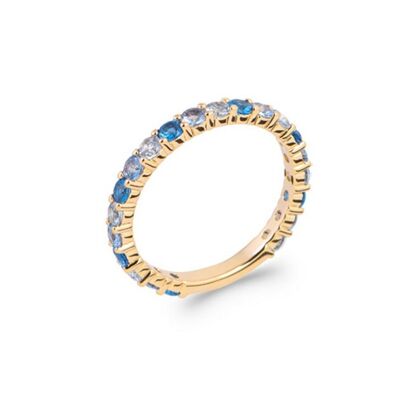 CROISETTE Ring in Gold Plated and Zirconiums - Blue