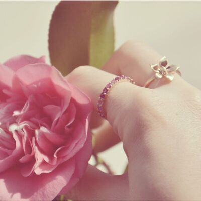 Bague CROISETTE en Plaqué Or et Zirconiums - Rose