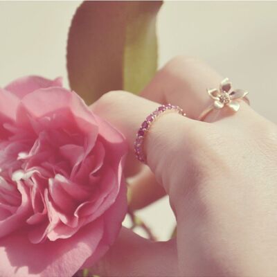 CROISETTE Ring in Gold Plated and Zirconiums - Pink