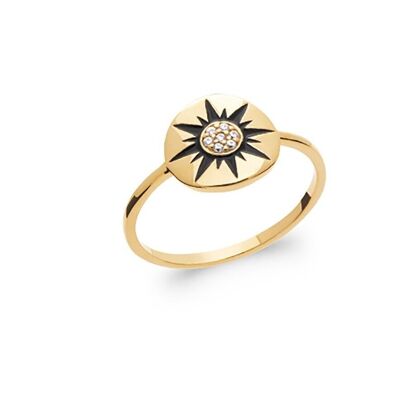 LORETO Ring in Gold Plated, Email and Zirconium