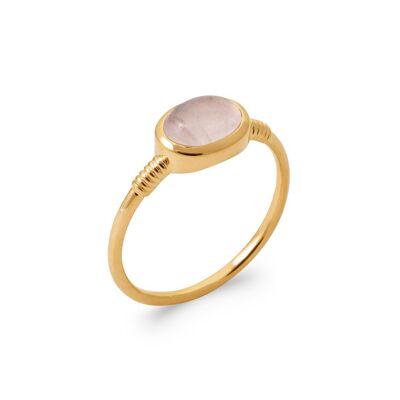 Anillo MIMIZAN en baño de oro y cuarzo rosa