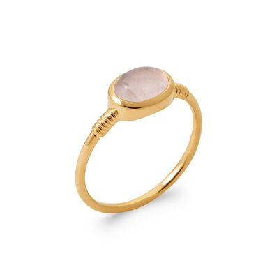 MIMIZAN Ring in Gold Plated and Rose Quartz