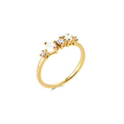 Ring... in Gold Plated, Moonstone and Zirconium Oxides