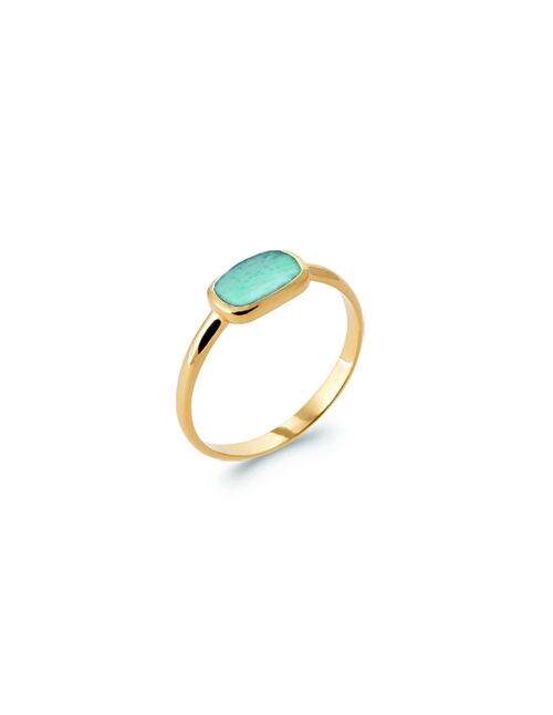 Bague OUVEA en Plaqué Or et Amazonite