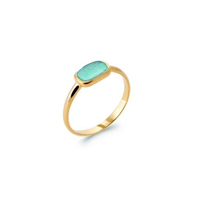 Bague OUVEA en Plaqué Or et Amazonite