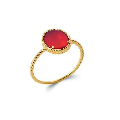 OIA-Ring aus vergoldetem und rotem Achat