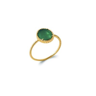 BARBAE Ring in Gold Plated and Green Agate