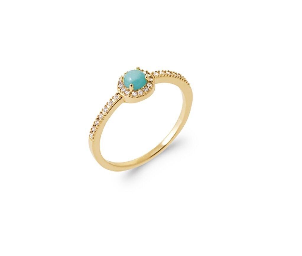 IZMIR-Ring aus vergoldetem Amazonit und Zirkonium