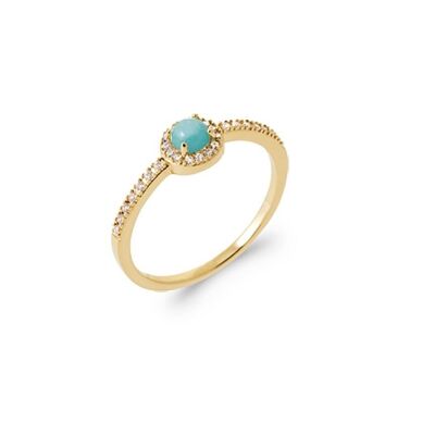 IZMIR Ring in Gold Plated, Amazonite and Zirconium