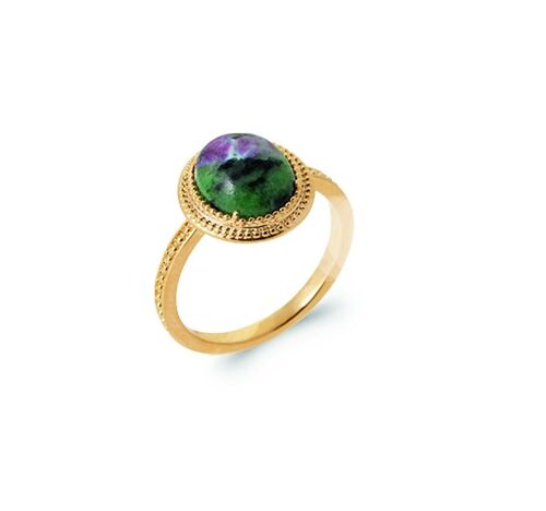 Bague TAHUATA en Plaqué Or et Rubis Zoisite