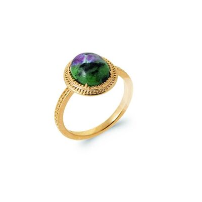 TAHUATA-Ring aus vergoldetem und Rubin-Zoisit