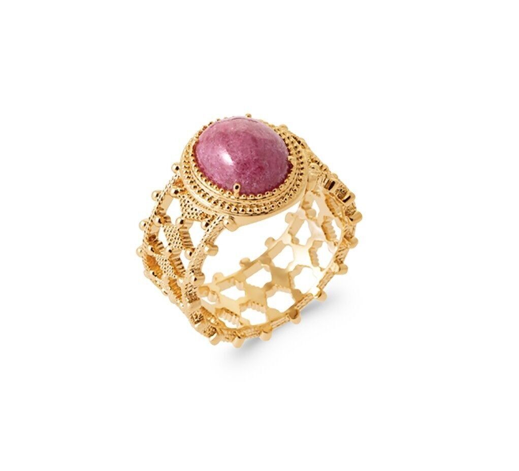 WIEN Ring vergoldet und Rhodonit