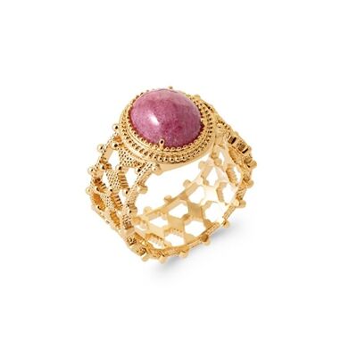 WIEN Ring in Gold Plated and Rhodonite