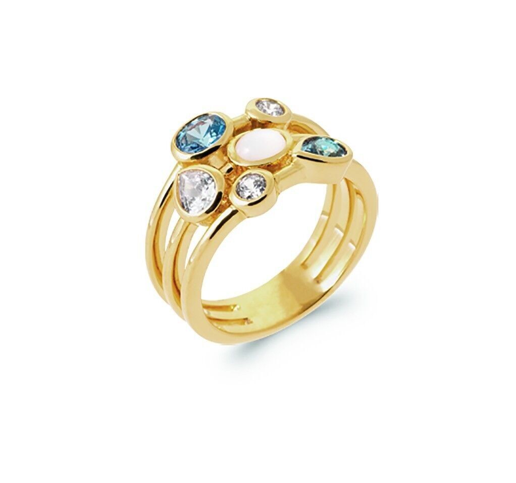 TAMPA-Ring vergoldet, Mondstein und Zirkonium