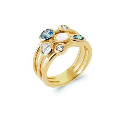 TAMPA Ring in Gold Plated, Moonstone and Zirconium