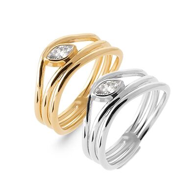 LAIE-Ring aus Silber oder vergoldet und Zirkonium
