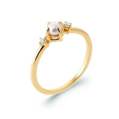 ATLANTIDA Ring in Gold Plated, Pearl and Zirconium