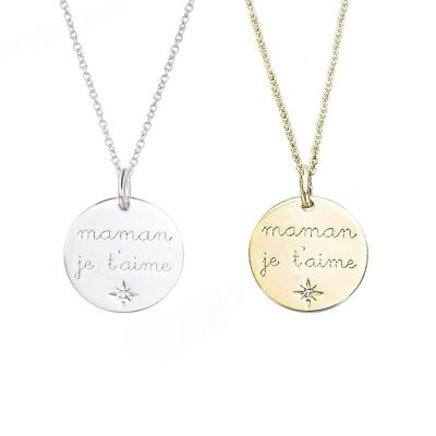 MUMS-Anhänger „Mama, ich liebe dich“ aus Silber