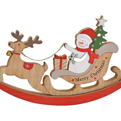 Rocking horse snowman carriage made of wood colored (W / H / D) 29x17x3cm