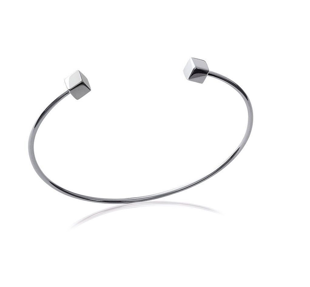 KUBISTISCHER Armreif aus Silber