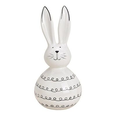 Conejo de cerámica blanco (An / Al / Pr) 9x21x9cm