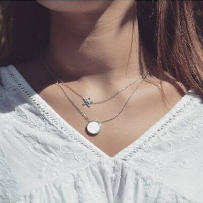 FULLMOON Necklace in Silver and Mother-of-Pearl