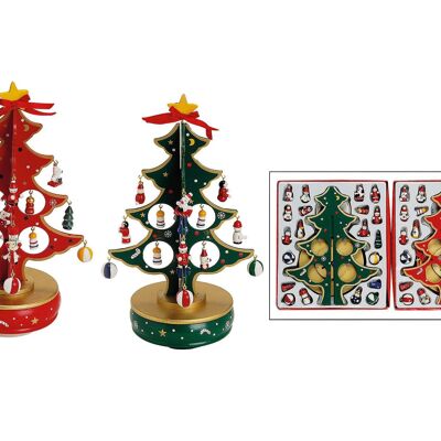 Music box tree made of wood, assorted, W29 cm