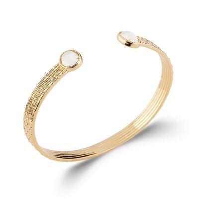 SAIGON Bangle Bracelet in Gold Plated and Moonstone