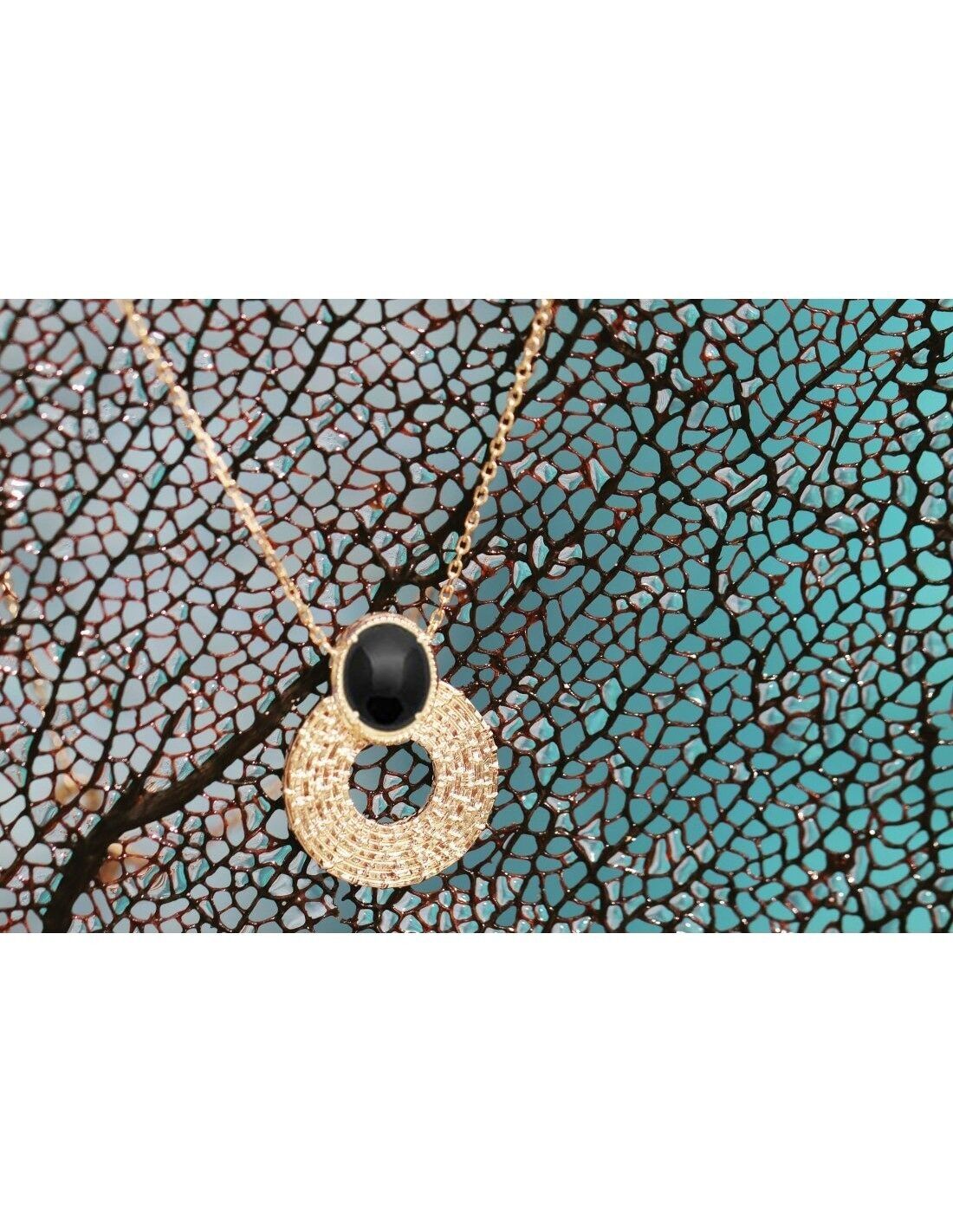 Collana DJAKARTA in Placcato Oro e Agata Nera