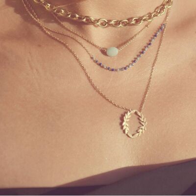 2 Row SHIBUYA Necklace in Gold Plated, Semi-Precious Stone and Miyuki Beads