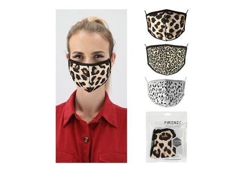 Mund-Nasen-Maske Leo aus Polyester Bunt 3-fach