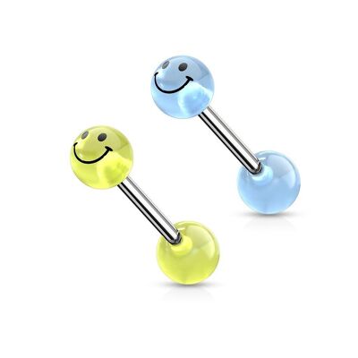 SMILEY Barbell Piercing in Steel and Resin