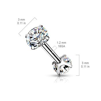 Piercing Barbell ILYANA en Acier et Oxydes de Zirconium 3