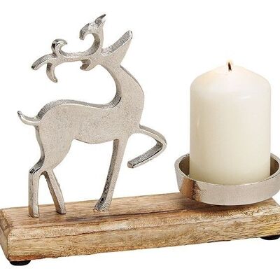 Candle holder made of metal, mango wood elk decor silver (W/H/D) 20x16x5cm