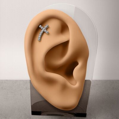 MELINA Ear Piercing in Steel and Zirconium