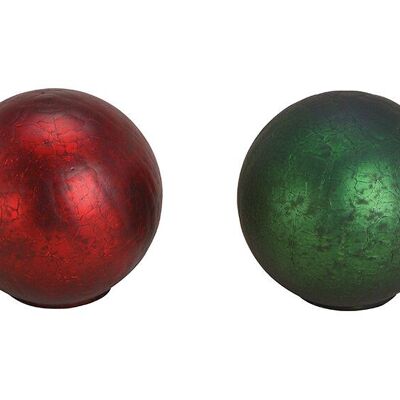 Display a sfera in vetro rosso, verde 2 volte, (L / A / P) 10x9x10cm